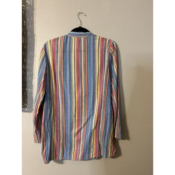 Soft Surroundings Top XS Striped Embroidered Beaded Cotton Tunic Long Sleeve - Picture 9 of 9